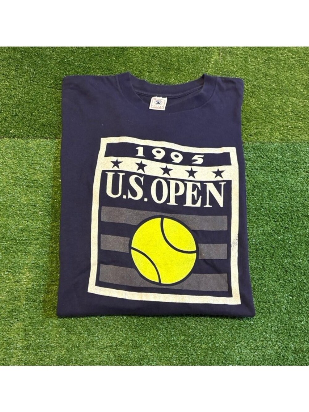 Vintage US Open shirt mens 2XL blue tennis short sleeve cotton workout